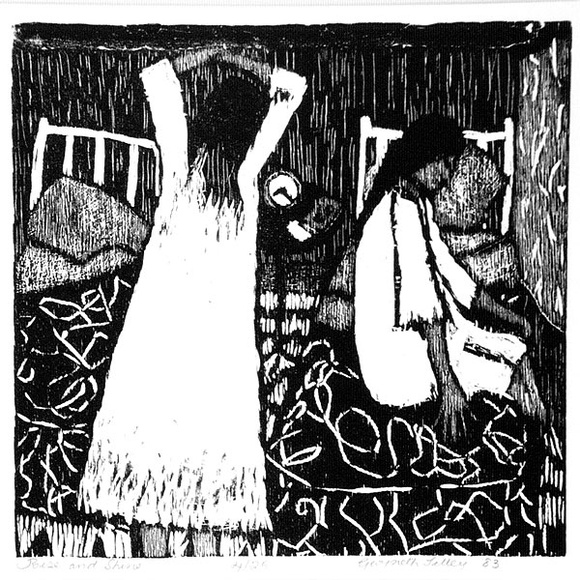 Artist: b'Tilley, Gwyneth.' | Title: b'Rise and shine' | Date: 1983 | Technique: b'woodcut, printed in black ink, from one block'