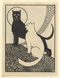 Artist: Waller, Christian. | Title: (Thomas and the Persian) [recto]; Thomas and the Persian [verso] | Date: 1932 | Technique: linocut, printed in black ink, from one block