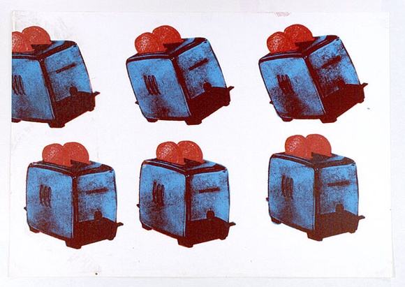 Artist: b'MERD INTERNATIONAL' | Title: b'Posters: (Six blue toasters)' | Date: 1984 | Technique: b'screenprint'