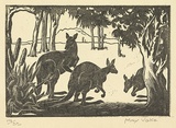 Artist: b'Voke, May.' | Title: b'Kangaroos' | Date: 1935 | Technique: b'wood-engraving, printed in black ink, from one block'