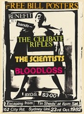 Artist: b'Statakis, Tony.' | Title: b'Free Bill Posters Benefit. Bands- The Celibate Rifles, The Scientists, Bloodloss.' | Date: 1982 | Technique: b'screenprint, printed in colour, from five stencils' | Copyright: b'\xc2\xa9 Tony Stathakis'