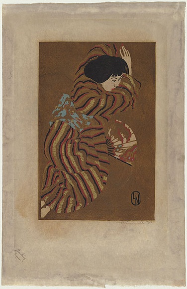 Artist: b'Nimmo, Lorna.' | Title: b'Kimono' | Date: 1940 | Technique: b'linocut, printed in colour, from five blocks'