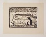 Artist: b'Hirschfeld Mack, Ludwig.' | Title: b'Hay (Bathers on the Murrumbidgee River, N.S.W.)' | Date: 1940-41 | Technique: b'woodcut, printed in dark brown ink, from one block'