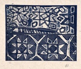 Artist: b'Wahdu Saietow.' | Title: b'Spirit design no.1' | Date: 1991 | Technique: b'relief-etching, printed in black ink, from one plate'