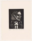 Artist: b'Mombassa, Reg.' | Title: b'Dog on shoulders' | Date: 2005 | Technique: b'etching and aquatint, printed in black ink, from one plate'