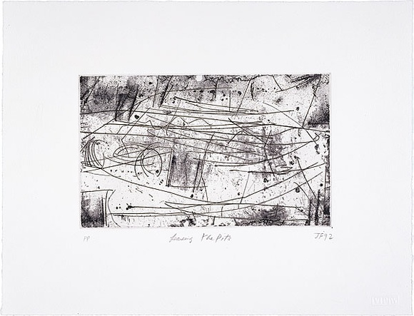 Artist: b'Furlonger, Joe.' | Title: b'Leaving the pits' | Date: 1992, May-July | Technique: b'etching and drypoint, printed in black ink, from one plate'