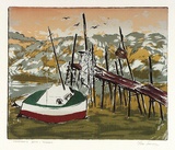 Artist: Sumner, Alan. | Title: Fisherman's jetty: Tooradin | Date: 1946 | Technique: screenprint, printed in colour, from nine stencils