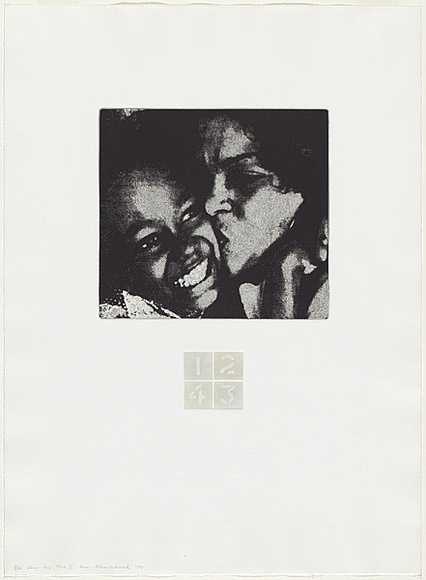 Artist: b'MADDOCK, Bea' | Title: b'Four by two I' | Date: 1977, September-November | Technique: b'photo-etching,aquatint and stipple, printed in black ink, from five plates'