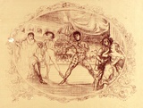 Artist: b'Conder, Charles.' | Title: bHarlequin s'amuse. | Date: 1905 | Technique: b'transfer-lithograph, printed in purple ink, from one stone'