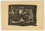 Artist: SELLBACH, Udo | Title: (Still life with jug and glass) | Date: 1952 | Technique: lithograph, printed in black ink, from one stone [or plate]