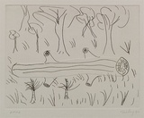 Artist: Risley, Tom. | Title: not titled [crocodile] [set of 3 etchings #2] | Date: 1990 | Technique: etching, printed in black ink, from one plate; with embossing