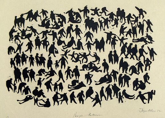 Artist: b'Allen, Joyce.' | Title: b'People pattern.' | Date: 1972 | Technique: b'linocut, printed in black ink, from one block'
