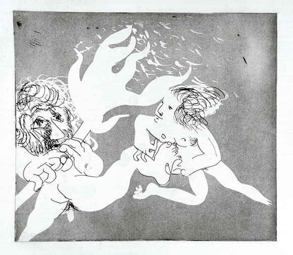 Artist: b'BOYD, Arthur' | Title: b'The women defeating the old men. Variant of No.8.' | Date: 1970 | Technique: b'etching and aquatint, printed in black ink, from one plate' | Copyright: b'Reproduced with permission of Bundanon Trust'