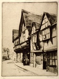Artist: LONG, Sydney | Title: Old houses, Worcester | Date: c.1919 | Technique: drypoint, printed in warm black ink, from one copper plate | Copyright: Reproduced with the kind permission of the Ophthalmic Research Institute of Australia