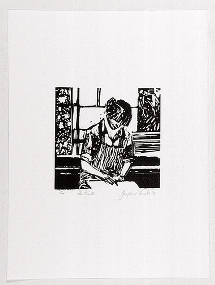 Artist: b'Forster, Josephine.' | Title: b'The printer.' | Date: 1988 | Technique: b'linocut, printed in black ink, from one block' | Copyright: b'\xc2\xa9 Josephine Forster'