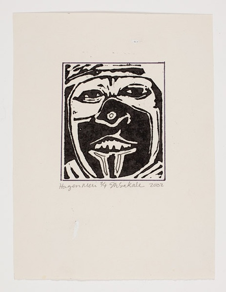 Artist: b'Sakale John, Laben.' | Title: b'Hagen meri [Hagen woman]' | Date: 2002 | Technique: b'linocut, printed in black ink, from one block'