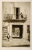 Artist: LINDSAY, Lionel | Title: Parador del General, Malaga | Date: 1937 | Technique: etching, printed in brown ink with plate-tone, from one plate | Copyright: Courtesy of the National Library of Australia