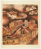 Artist: Thorpe, Lesbia. | Title: The 'Loo' Pub and all | Date: 1980 | Technique: woodcut, printed in colour, from four blocks