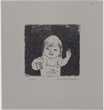 Artist: b'WILLIAMS, Fred' | Title: b'Isobel in her playsuit' | Date: 1964-65 | Technique: b'etching, drypoint, flat biting, counter proof, printed in black ink, from one copper plate' | Copyright: b'\xc2\xa9 Fred Williams Estate'