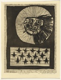 Artist: b'HANRAHAN, Barbara' | Title: b'Sun and stars I' | Date: 1964 | Technique: b'etching, aquatint, printed in black ink with plate-tone, from one  plate'