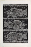 Artist: b'Barsa, Tatipai w.' | Title: b'Seasonal migration and the mating season (Fish)' | Date: 1996 | Technique: b'linocut, printed in black ink, from one block'