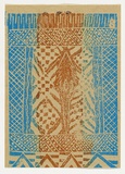Artist: Jilamara Artists. | Title: Invitation: Alcaston House Gallery | Date: 1992 | Technique: linocut, printed in colour, from one block