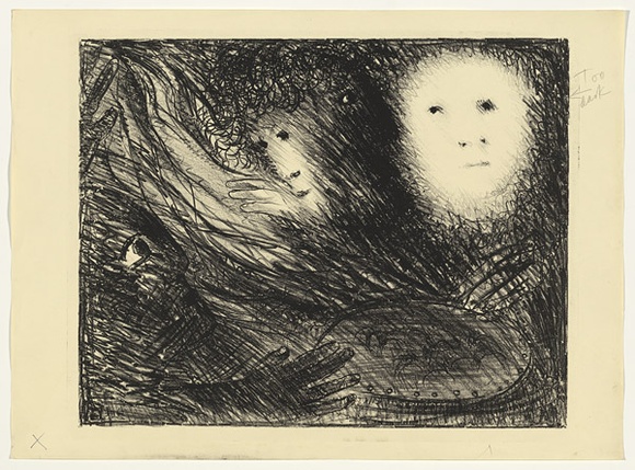 Artist: b'BOYD, Arthur' | Title: b'The vision of the church on fire.' | Date: (1965) | Technique: b'lithograph, printed in black ink, from one plate' | Copyright: b'Reproduced with permission of Bundanon Trust'