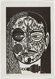 Artist: b'Klein, Deborah.' | Title: b'Half woman, half man' | Date: 1996 | Technique: b'linocut, printed in black ink, from one block'