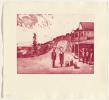 Artist: SHEAD, Garry | Title: Thirroul | Date: 1994-95 | Technique: etching and aquatint, printed in pink ink, from one plate | Copyright: © Garry Shead