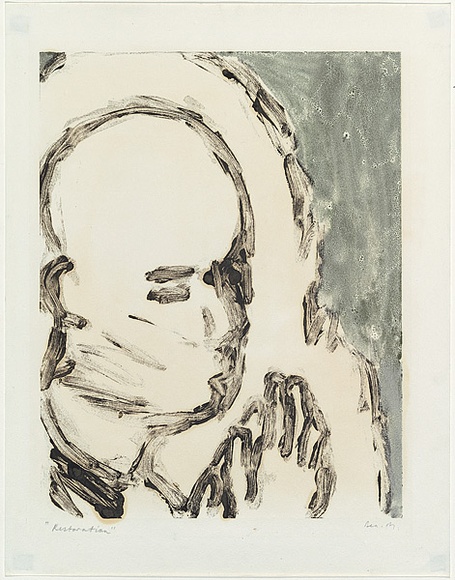 Artist: b'MADDOCK, Bea' | Title: b'Restoration' | Date: 1964 | Technique: b'monotype, printed in oil paint, from one glass plate'