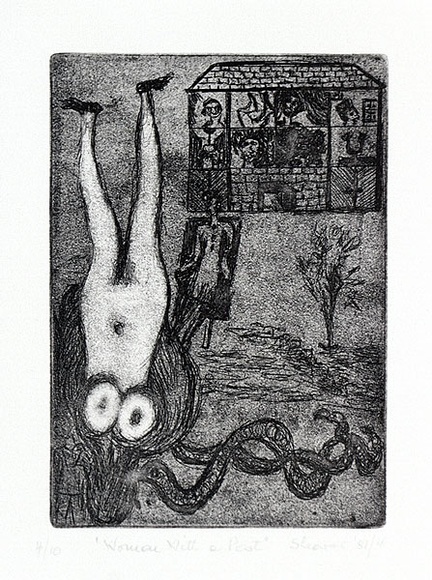 Artist: b'SHEARER, Mitzi' | Title: b'Woman with a past' | Date: 1981 | Technique: b'etching, aquatint, printed in brown, from one plate'