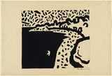 Artist: b'Burn, Ian.' | Title: b'Seascape with figure.' | Date: 1963 | Technique: b'linocut, printed in black ink, from one block'