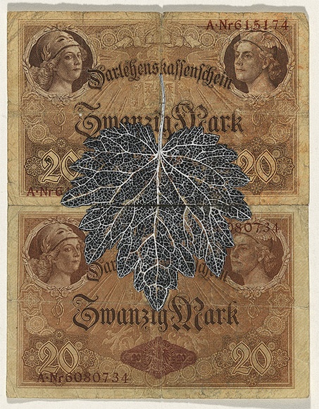 Artist: b'HALL, Fiona' | Title: b'Leonurus cardiaca -Motherwort (German currency)' | Date: 2000 - 2002 | Technique: b'gouache' | Copyright: b'\xc2\xa9 Fiona Hall'