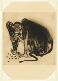 Artist: b'Whiteley, Brett.' | Title: b'Baboon II' | Date: 1977 | Technique: b'sugarlift aquatint and drypoint, printed in black ink, from two plates' | Copyright: b'This work appears on the screen courtesy of the estate of Brett Whiteley'