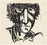 Title: not titled [man's head] | Date: 1969 | Technique: screenprint, printed in two colours, black and brown