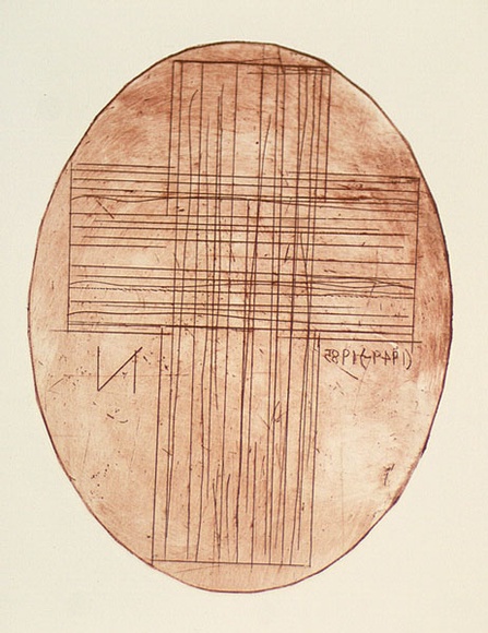 Artist: b'Nixon, John.' | Title: b'not titled' | Date: 1985 | Technique: b'etching, printed in red-brown with plate-tone, from one plate'