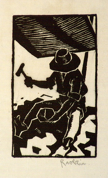 Artist: b'Hawkins, Weaver.' | Title: b'(A stone breaker)' | Date: c.1930 | Technique: b'wood-engraving, printed in black ink, from one block' | Copyright: b'The Estate of H.F Weaver Hawkins'