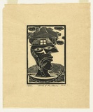 Artist: b'KONING, Theo' | Title: b'Head of the house' | Date: 1988 | Technique: b'linocut, printed in black ink, from one block' | Copyright: b'\xc2\xa9 Theo Koning'