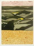 Artist: BRUNSDON, John | Title: View from black mountains. | Date: 1988 | Technique: aquatint, printed in colour; hand-coloured