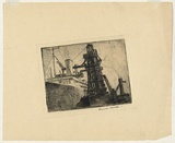 Title: b'Coaling' | Date: c. 1934 | Technique: b'etching, printed in blue ink, from one plate'