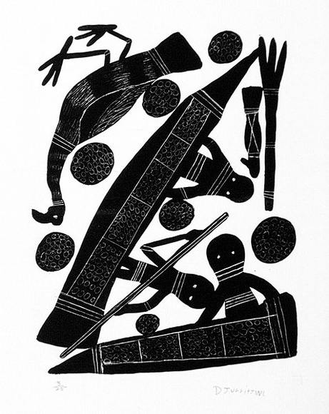 Artist: b'Djurritjini, Charlie.' | Title: b'Magpie Goose egg hunting.' | Date: c.1992 | Technique: b'lithograph, printed in black ink, from one stone [or plate]'