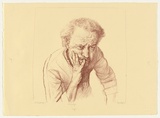 Artist: b'Dunlop, Brian.' | Title: b'Worrying' | Date: 1985 | Technique: b'lithograph, printed in red oxide ink, from one stone'