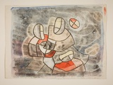 Artist: b'Hirschfeld Mack, Ludwig.' | Title: bDream of a footballer [recto]; (Study for 'Dream of a footballer') [verso] | Date: (1960) | Technique: b'transfer print; watercolour addition (recto)'