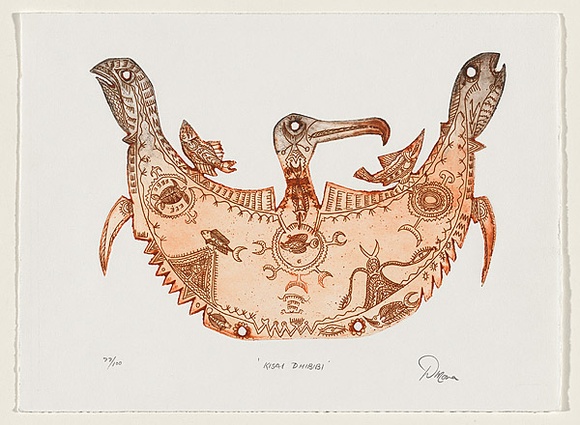 Artist: b'Nona, Dennis.' | Title: b'Kisai Dhibibi.' | Date: 2006 | Technique: b'etching, printed in brown ink, from one plate'