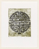 Artist: b'Neilson, Janet.' | Title: b'Persistence' | Date: 1999 | Technique: b'Linocut, printed in black ink, from one plate, over gesso collagraph, printed in green ink, from one plate'