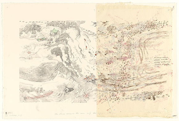 Artist: b'Wolseley, John.' | Title: b'The dune remains the same only the margin changes' | Date: c.1992 | Technique: b'lithograph, printed in colour, from multiple stones' | Copyright: b'\xc2\xa9 John Wolseley. Licensed by VISCOPY, Australia'