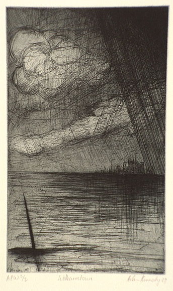 Artist: b'Kennedy, Helen.' | Title: b'Williamstown' | Date: 1989 | Technique: b'etching and drypoint, printed in black ink with plate-tone, from one plate'