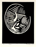 Artist: b'Burn, Ian.' | Title: b'Head.' | Date: 1964 | Technique: b'linocut, printed in black ink, from one block'