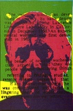 Title: bPostcard: (Political text over man's face). | Date: 1984 | Technique: b'screenprint, printed in colour, from multiple stencils'
