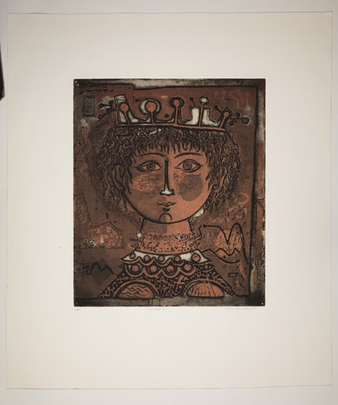 Artist: b'Haxton, Elaine' | Title: b'Mirabelle' | Date: c.1975 | Technique: b'open-bite etching and aquatint, printed from two plates'